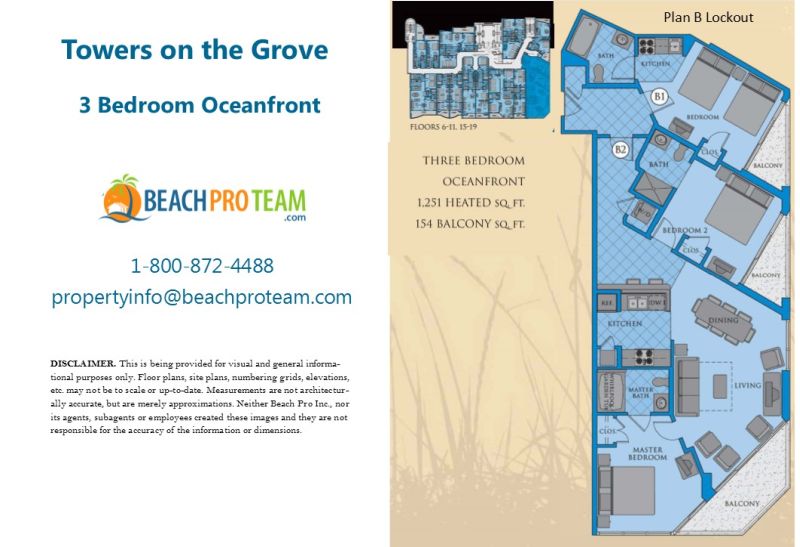 Towers On The Grove Floor Plan B - 3 Bedroom Oceanfront Lockout